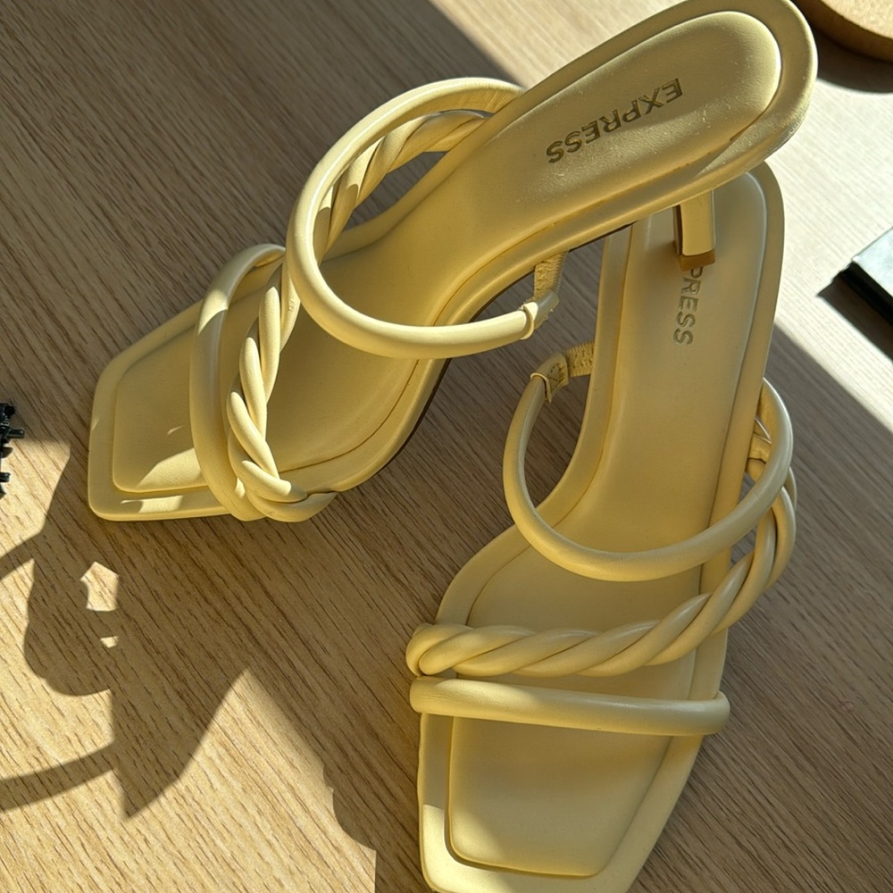 Express Yellow Braided Strap Square-Toe Sandal
